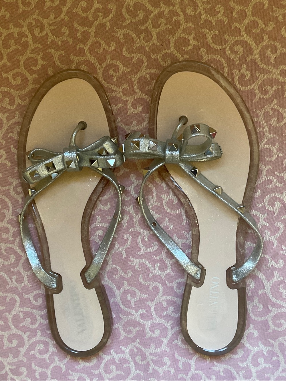 Authentic Valentino Garavani Rockstud Jelly Bow Flip Flops,